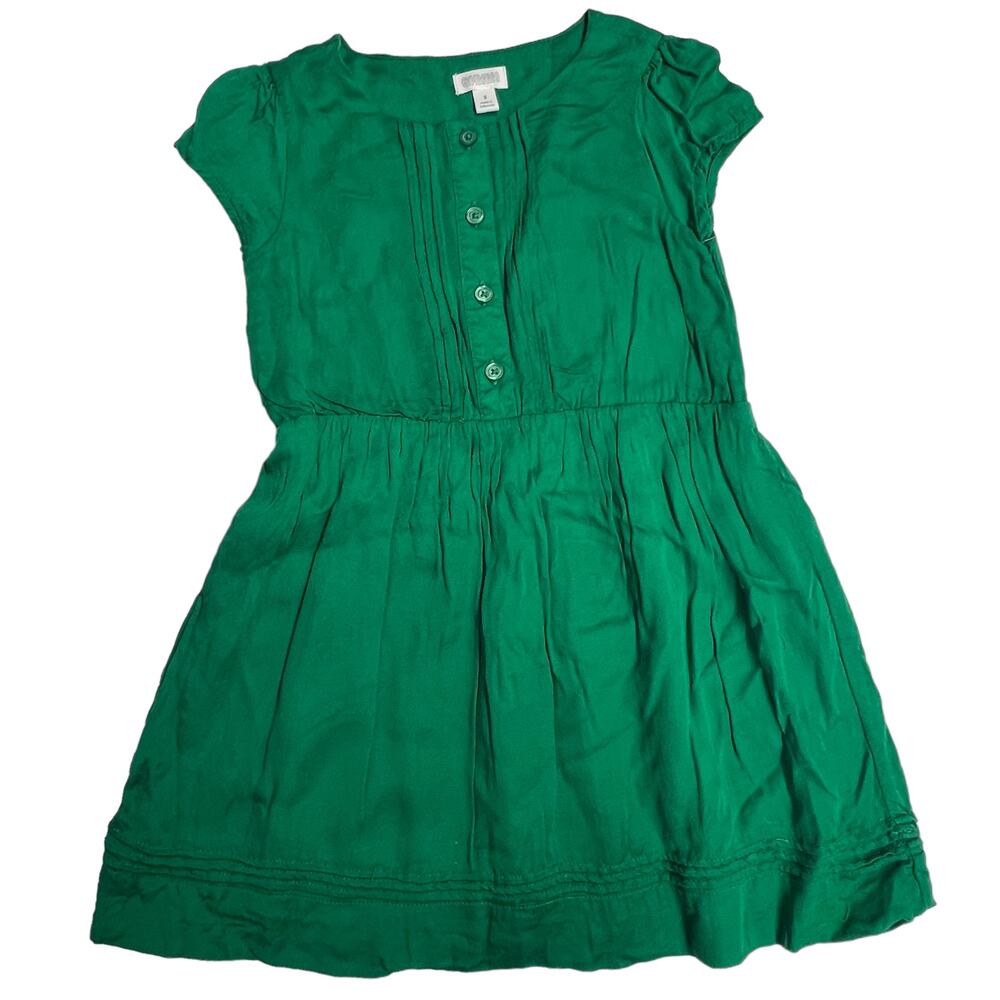 Gymboree Kelly Green Button Front Pleated‎ Midi Dress Girls 3T